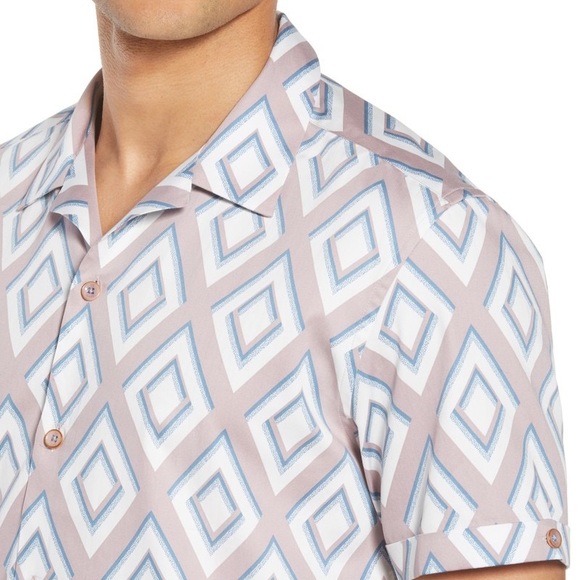 Brand New With Tags Ted Baker London Geometric Pastel Button Down Shirt - Picture 3 of 6